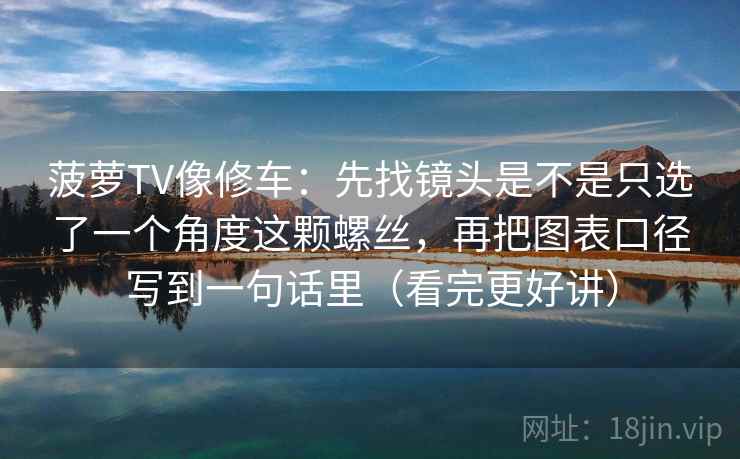 菠萝TV像修车:先找镜头是不是只选了一个角度这颗螺丝,再把图表口径写到一句话里(看完更好讲)
